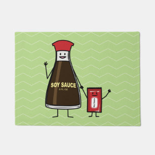 Soy Sauce Bottle Packet kind kindkruis Aziatische Deurmat