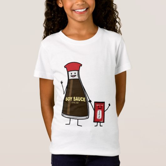 Soy Sauce Bottle Packet kind kindkruis Aziatische T-shirt (Voorkant)