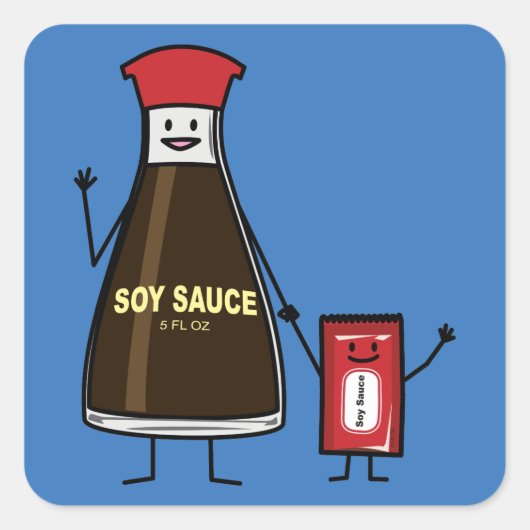 Soy Sauce Bottle Packet kind kindkruis Aziatische Vierkante Sticker (Voorkant)