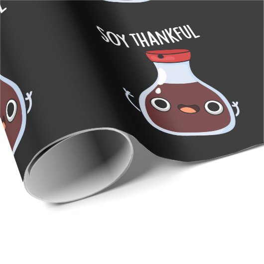 Soy Thankful Funny Soy Sauce Pun Dark BG Cadeaupapier (Rol Hoek)