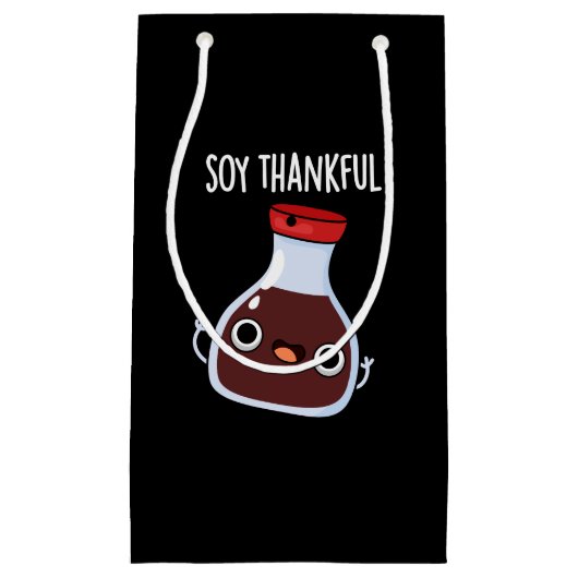 Soy Thankful Funny Soy Sauce Pun Dark BG Klein Cadeauzakje (Voorkant)