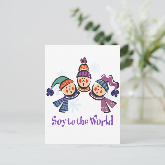 Soy to the World Holiday Feestdagenkaart (Staand voorkant)