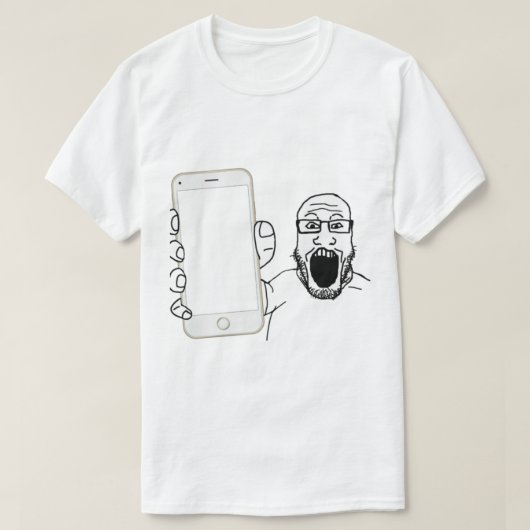 Soyjak Shows zijn telefoon T-shirt (Design voorkant)