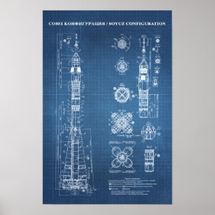 Soyuz Spacecraft Blueprint Poster