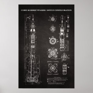 Soyuz Spacecraft Blueprint Poster