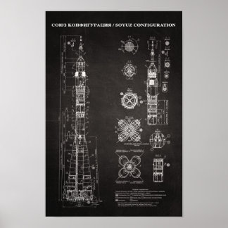 Soyuz Spacecraft Blueprint Poster