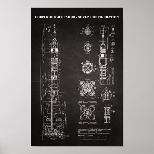 Soyuz Spacecraft Blueprint Poster (Voorkant)