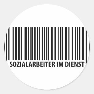 Sozialarbeiter im Dienst barcode pictogram Ronde Sticker