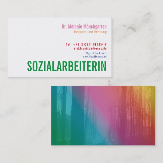 Sozialarbeiterin Social Worker Visitekaartje (Voorkant / Achterkant)