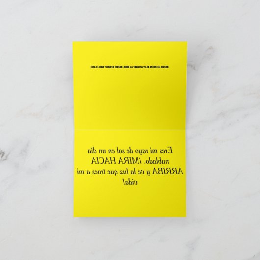 Sp107C - Eres mi rayo de sol - U bent mijn Zonneuw Bedankkaart (Binnen)