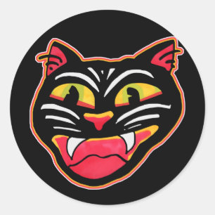 Sp  Cat Halloween Art Cartoon Fun Ronde Sticker