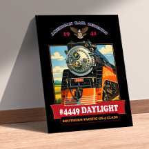 SP GS-4 Daglicht Stoomlocomotief Vintage Poster