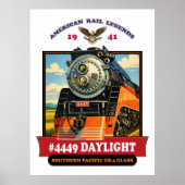 SP GS-4 Daylight 4449 Steam Locomotive Retro Print (Voorkant)