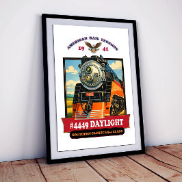 SP GS-4 Daylight 4449 Steam Locomotive Retro Print
