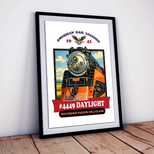 SP GS-4 Daylight 4449 Steam Locomotive Retro Print