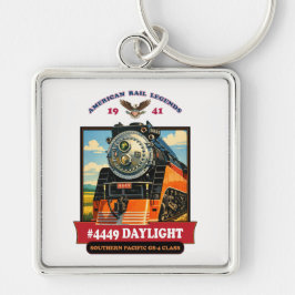 SP GS-4 Daylight 4449 Steam Locomotive Retro Print Sleutelhanger