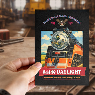 SP GS-4 Daylight Steam Locomotive Vintage Poster Briefkaart