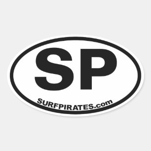 SP surfpiratensticker in de klassieke OBX-stijl Ovale Sticker