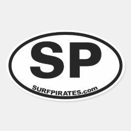 SP surfpiratensticker in de klassieke OBX-stijl Ovale Sticker
