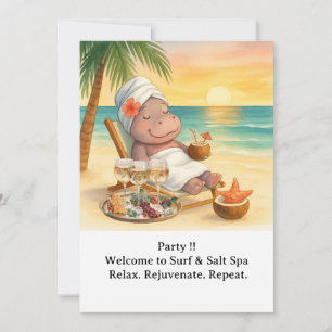 Spa aan het strand met nijlpaard uitnodiging
