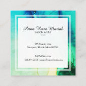 *~* Spa Abstract Artistic Green Turqoise Chic Vierkante Visitekaartje (Achterkant)