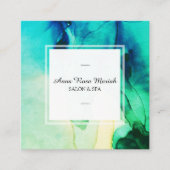 *~* Spa Abstract Artistic Green Turqoise Chic Vierkante Visitekaartje (Voorkant)