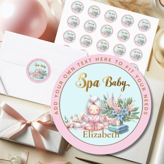 Spa Baby Shower Bedankje Favor Goody Bag Cadeau Ronde Sticker