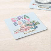 Spa Baby Shower Feest servies Kartonnen Onderzetters (Schuin)