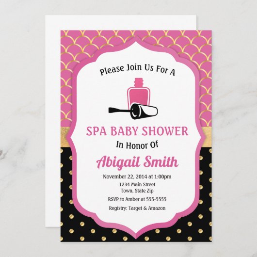 Spa Baby shower Invitation Pamper Party Kaart (Voorkant / Achterkant)
