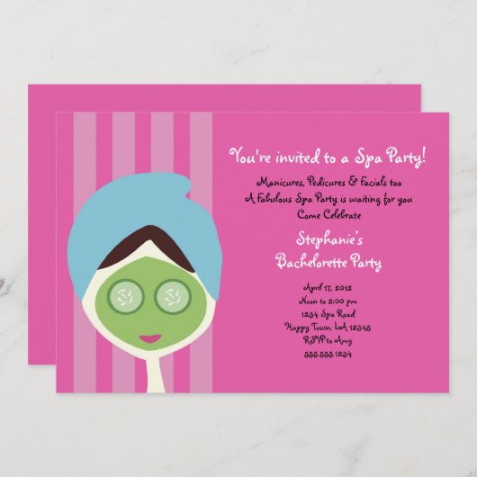 Spa Bachelorette Invitation Kaart (Voorkant / Achterkant)