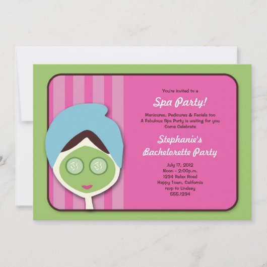 Spa Bachelorette of Birthday Invitation Kaart (Voorkant)