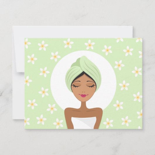 Spa bachelorette partijuitnodiging met plumeria kaart (Voorkant)