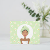 Spa bachelorette partijuitnodiging met plumeria kaart (Staand voorkant)