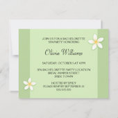 Spa bachelorette partijuitnodiging met plumeria kaart (Achterkant)