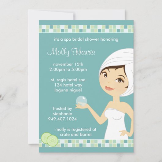 Spa Bachelorette Party Invitation Kaart (Voorkant)
