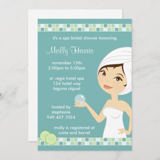 Spa Bachelorette Party Invitation Kaart (Voorkant / Achterkant)