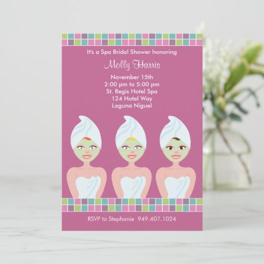 Spa Bachelorette Party Invitation Kaart (Staand voorkant)