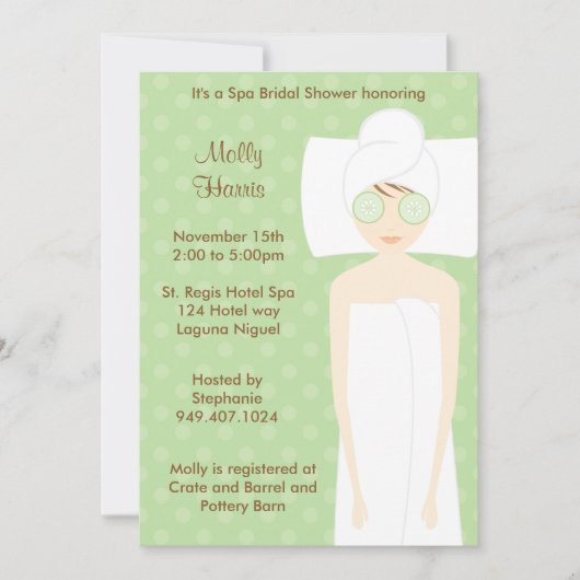 Spa Bachelorette Party Invitation Kaart (Voorkant)