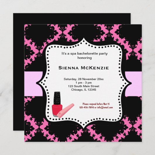 Spa Bachelorette Party Kaart (Voorkant / Achterkant)