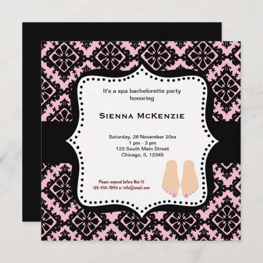 Spa Bachelorette Party Kaart (Voorkant / Achterkant)
