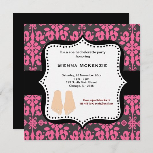 Spa Bachelorette Party Kaart (Voorkant / Achterkant)