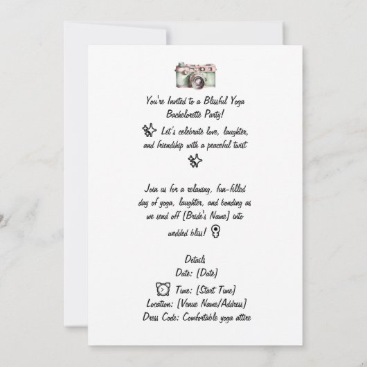 Spa Bachelorette Party Uitnodiging | Gepersonalise (Achterkant)