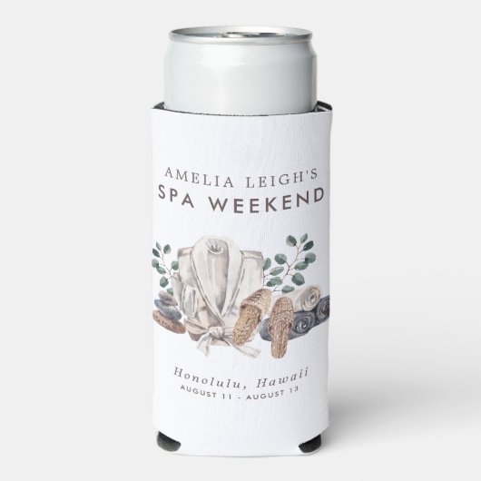 Spa Bachelorette weekend uitnodiging Seltzer Blikjeskoeler (Seltzer Voorkant)