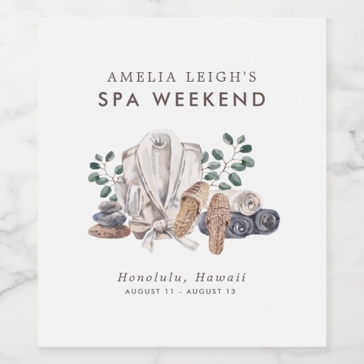 Spa Bachelorette weekend uitnodiging Wijn Etiket (Enkel label)