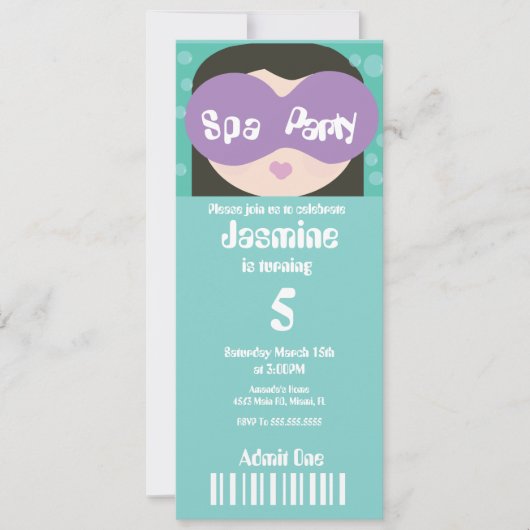 Spa Beauty Birthday Ticket Style Kaart (Voorkant)