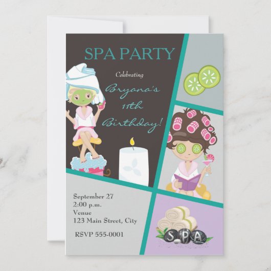 Spa Beauty Girls Salon Make-up Party Uitnodiging (Voorkant)