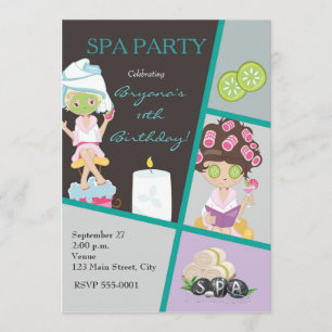 Spa Beauty Girls Salon Makeup Party Invitation Kaart