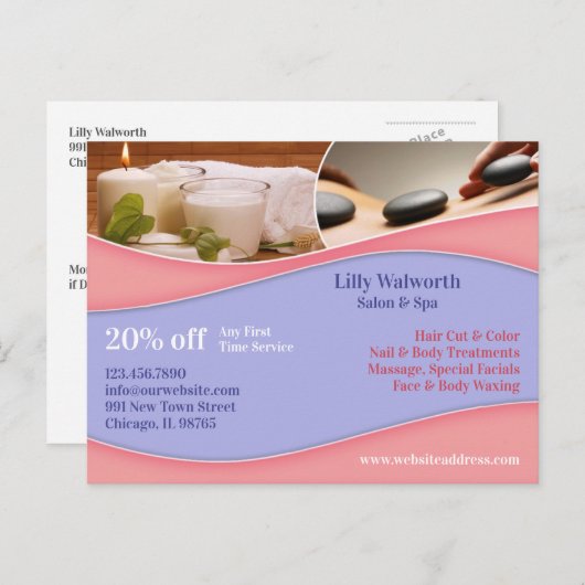 Spa Beauty Massage Briefkaart (Voorkant / Achterkant)