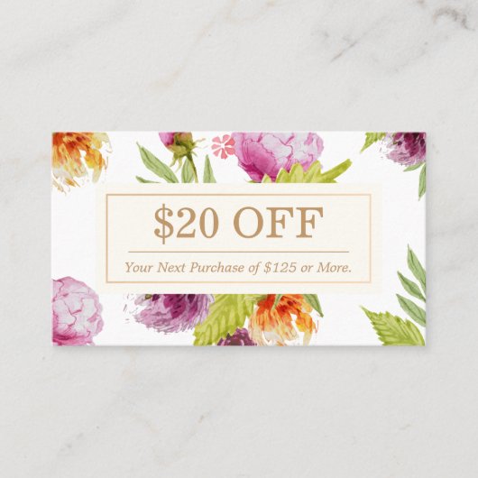 SPA Beauty Salon Floral Art Deco Discount Coupon (Voorkant)
