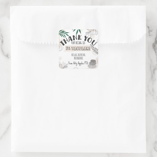 Spa Bedankt Vierkante Sticker (Tas)